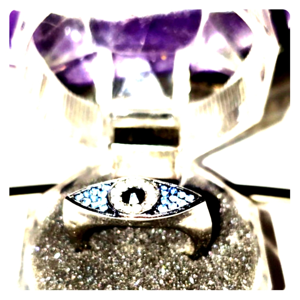 Vintage Punk Zircon Silver Women's Ring Evil Eye